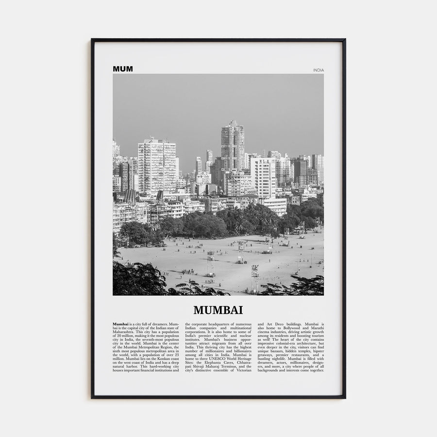 Mumbai Travel B&W Poster
