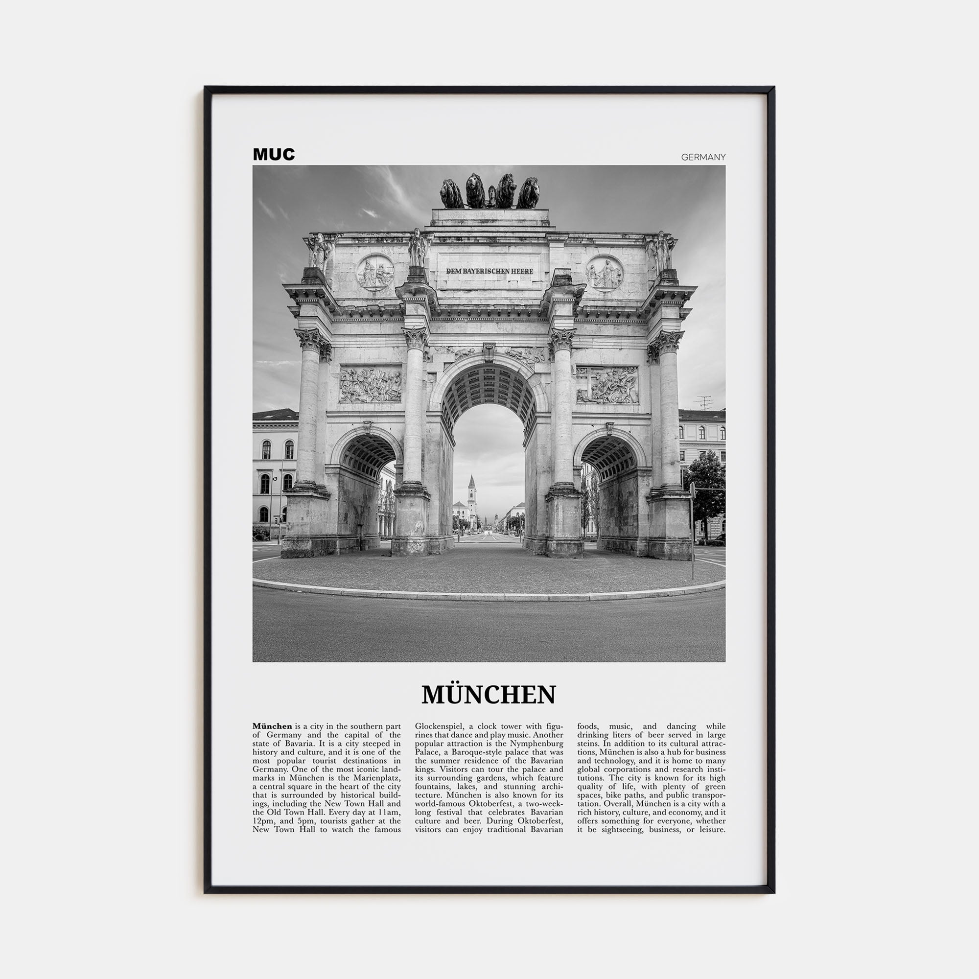 München Travel B&W Poster