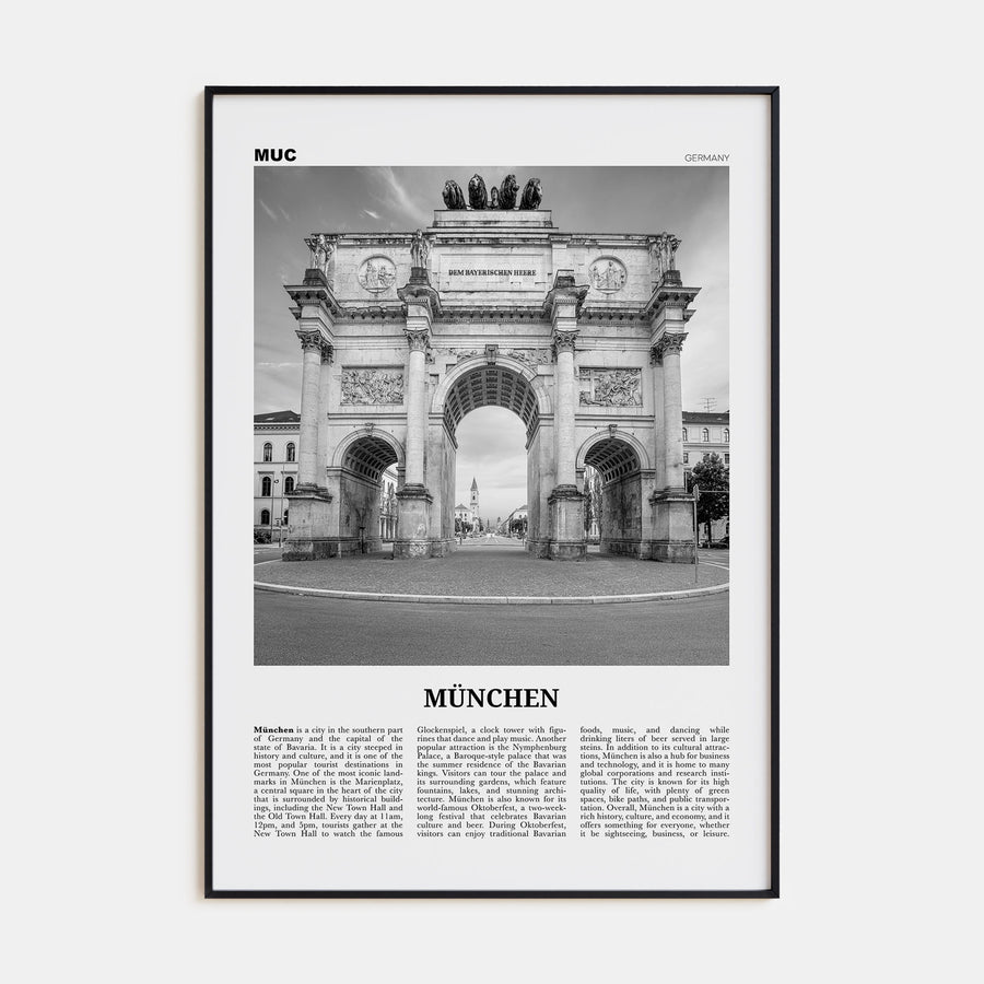 München Travel B&W Poster