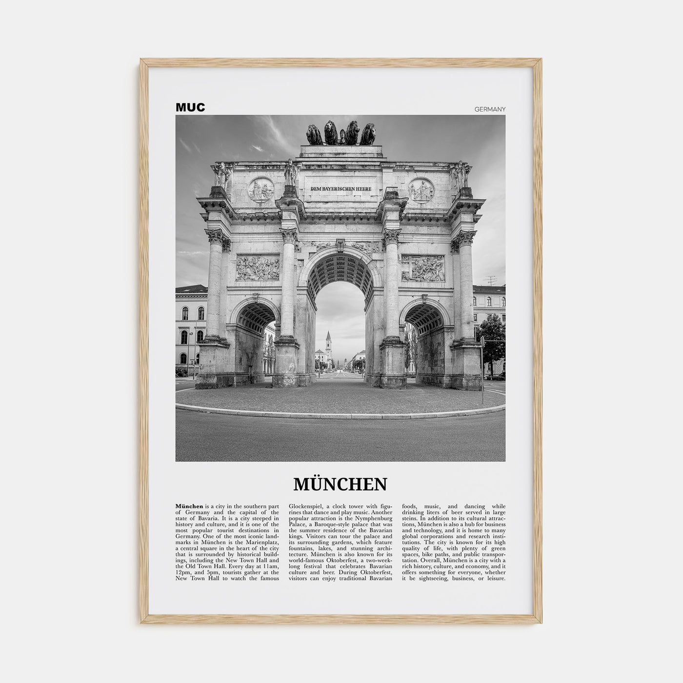 München Travel B&W Poster