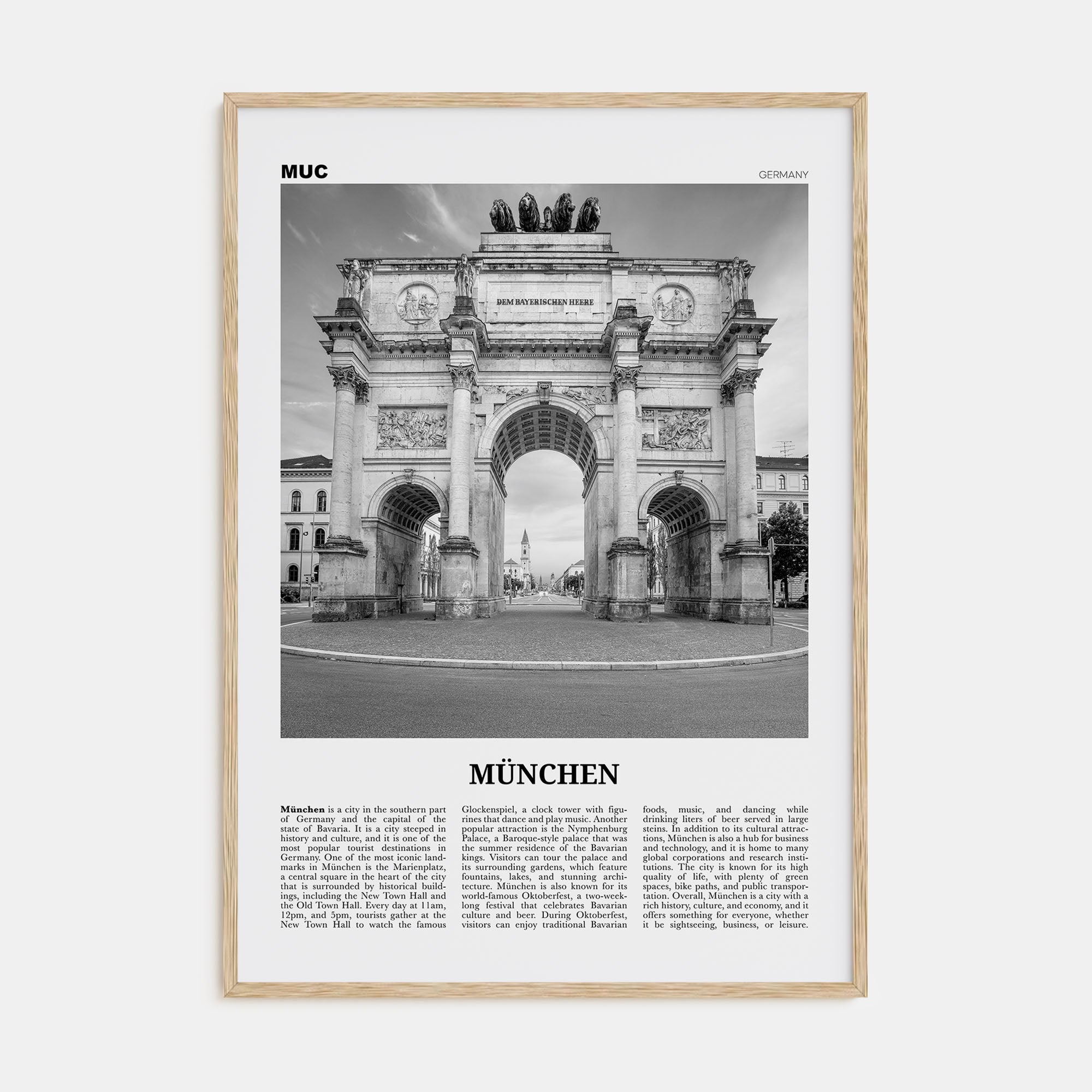 München Travel B&W Poster