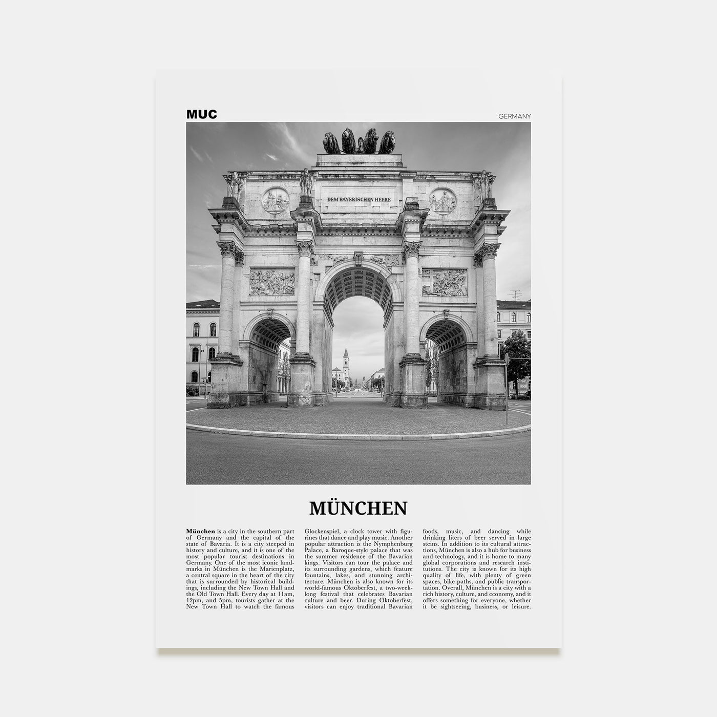 München Travel B&W Poster