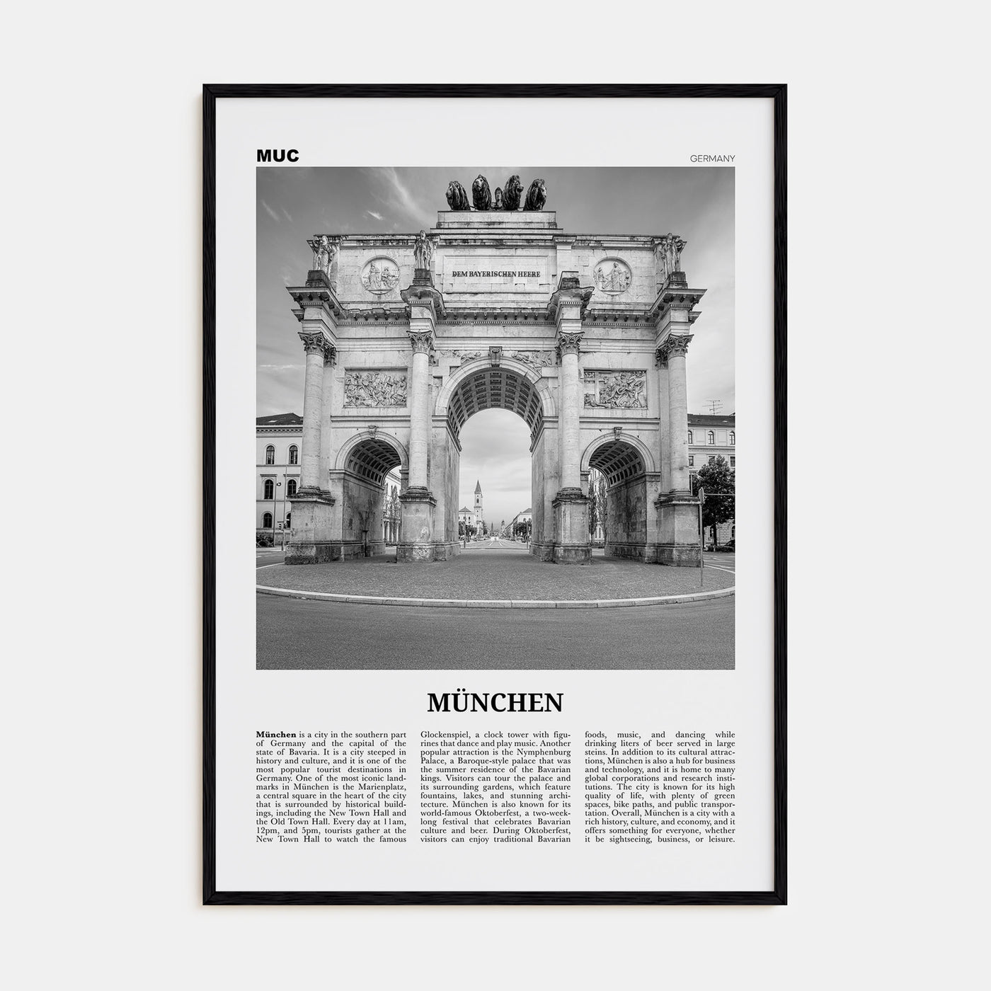 München Travel B&W Poster