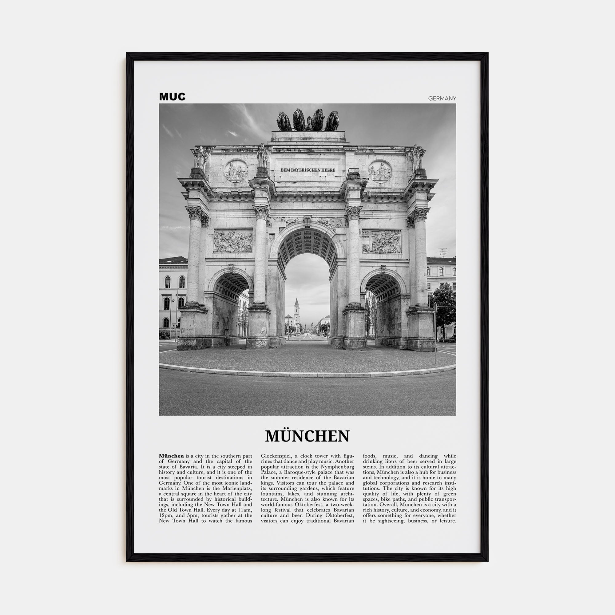 München Travel B&W Poster
