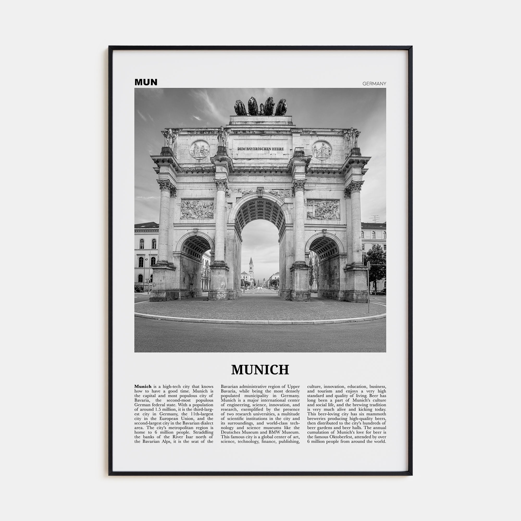 Munich Travel B&W No 2 Poster