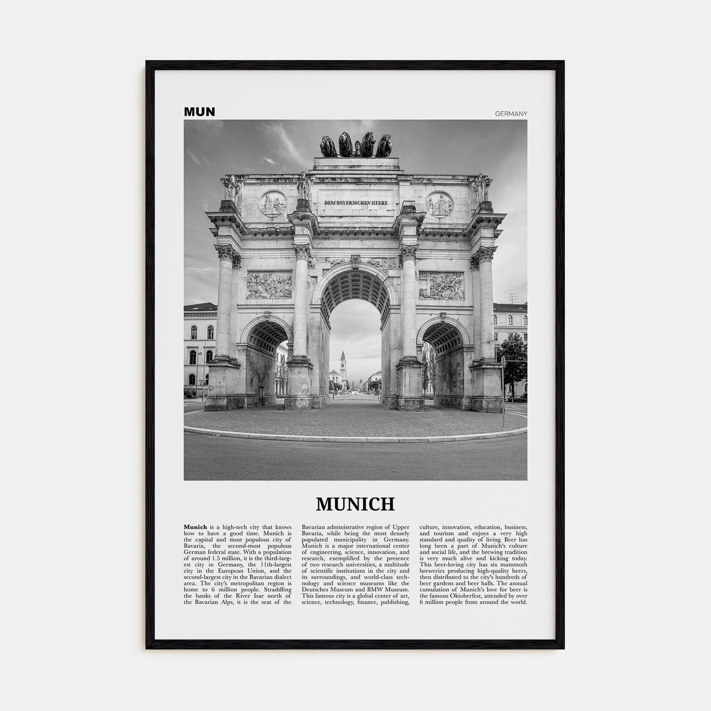 Munich Travel B&W No 2 Poster