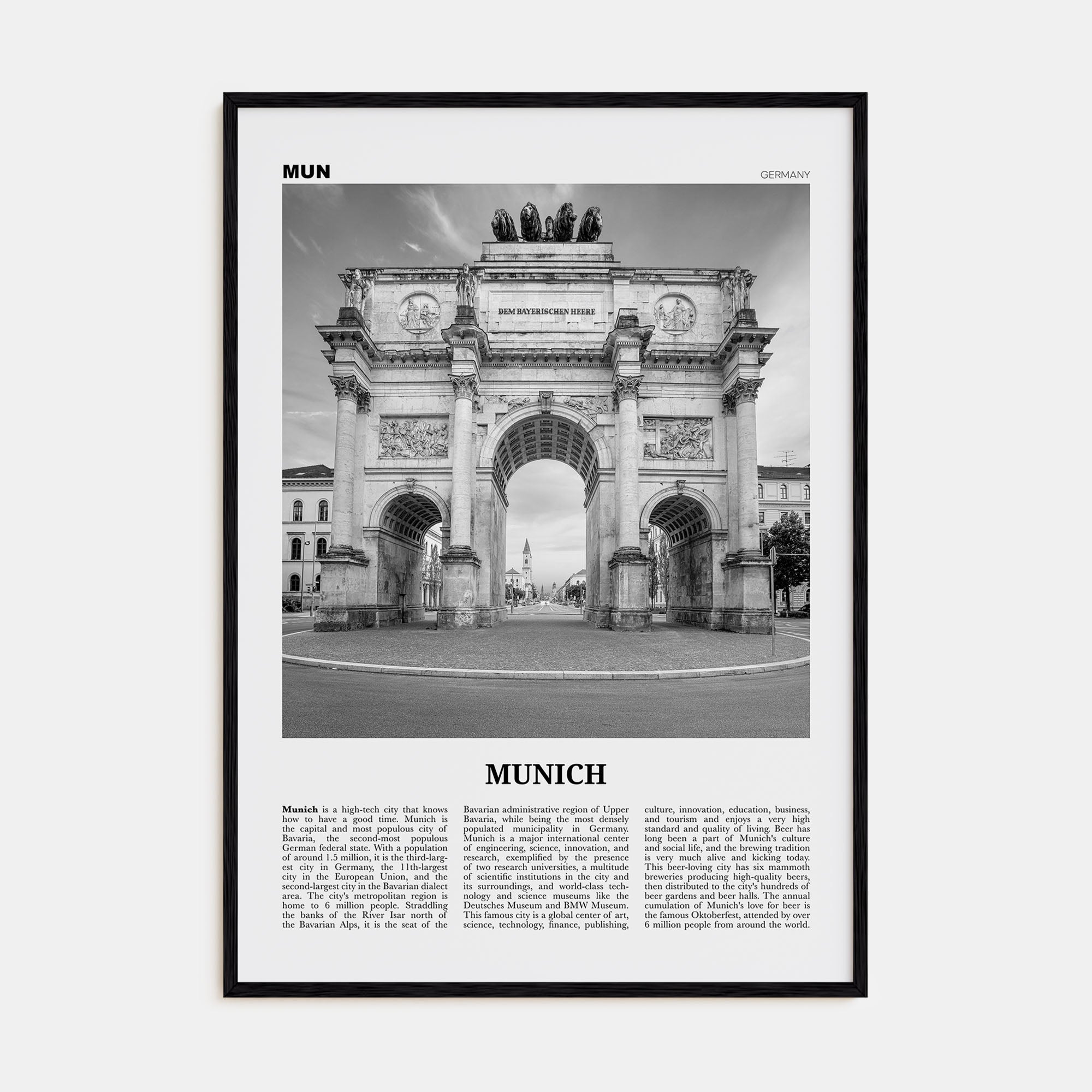 Munich Travel B&W No 2 Poster