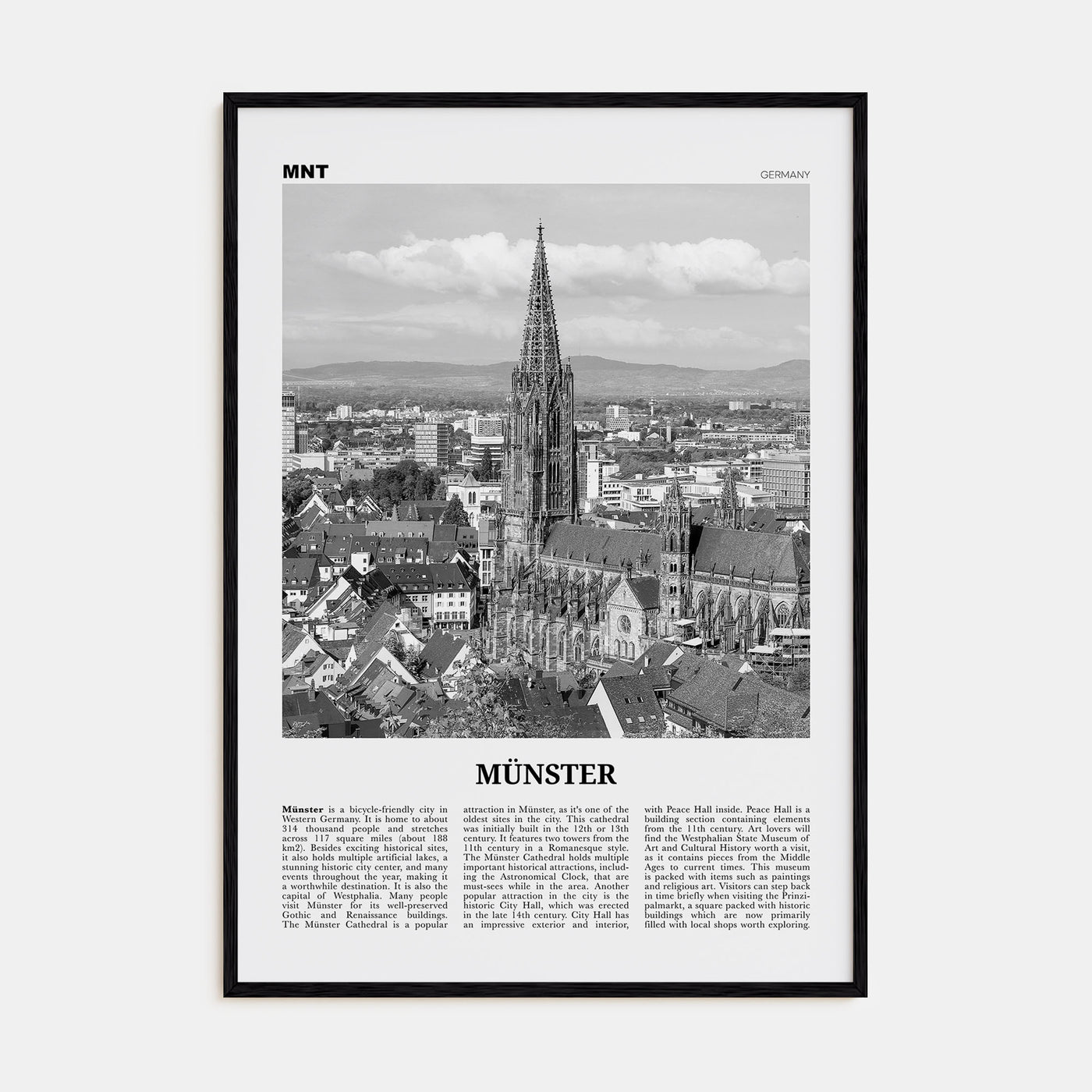 Münster Travel B&W Poster
