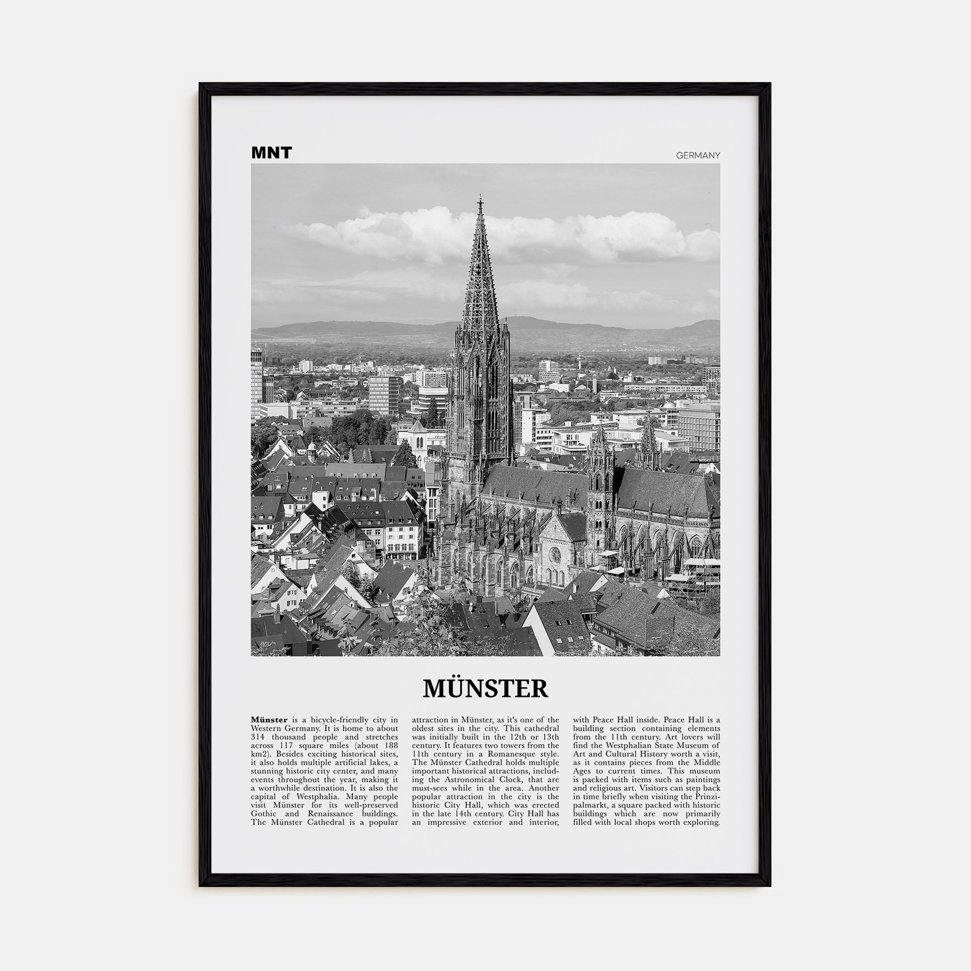 Münster Travel B&W Poster