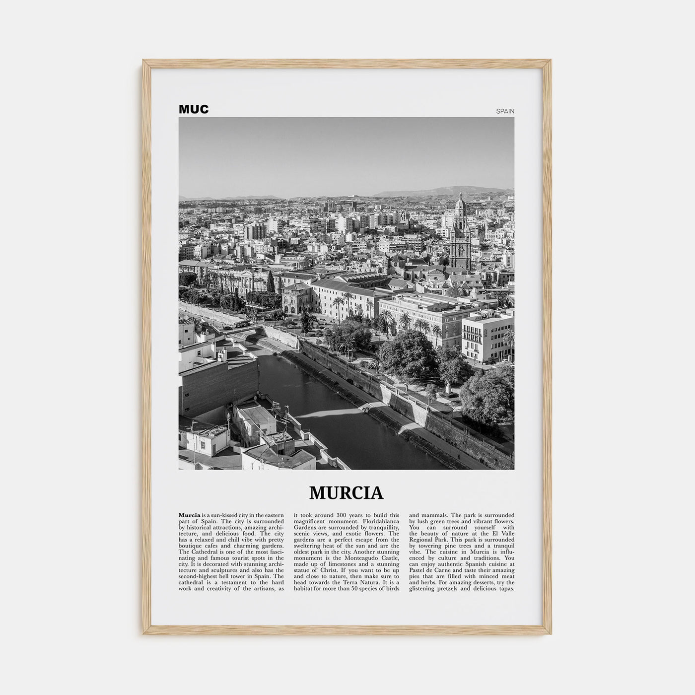 Murcia Travel B&W Poster