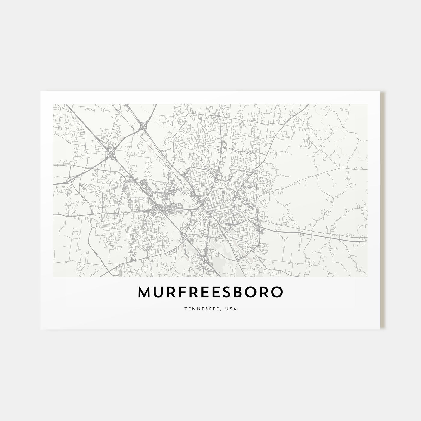 Murfreesboro Map Landscape Poster