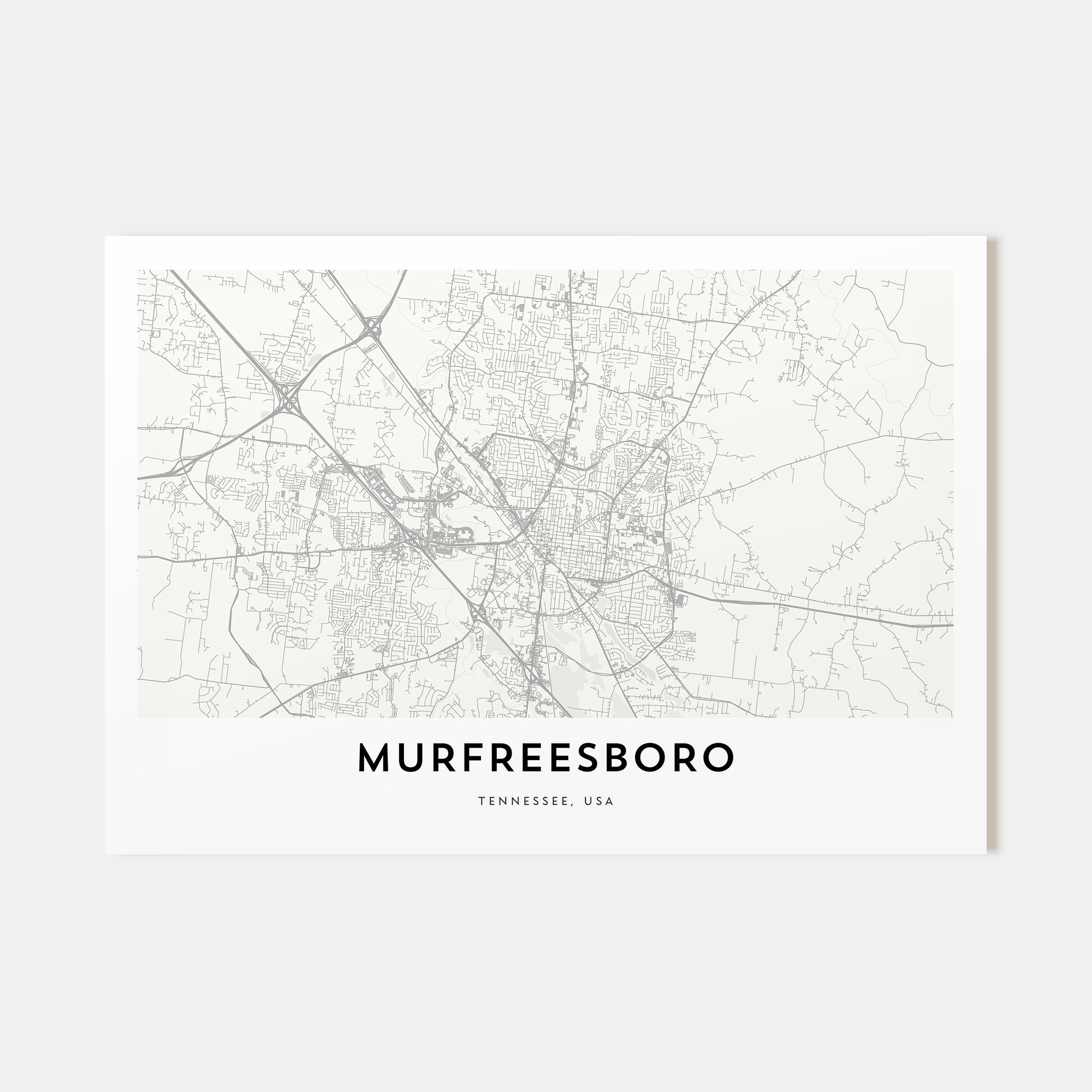 Murfreesboro Map Landscape Poster