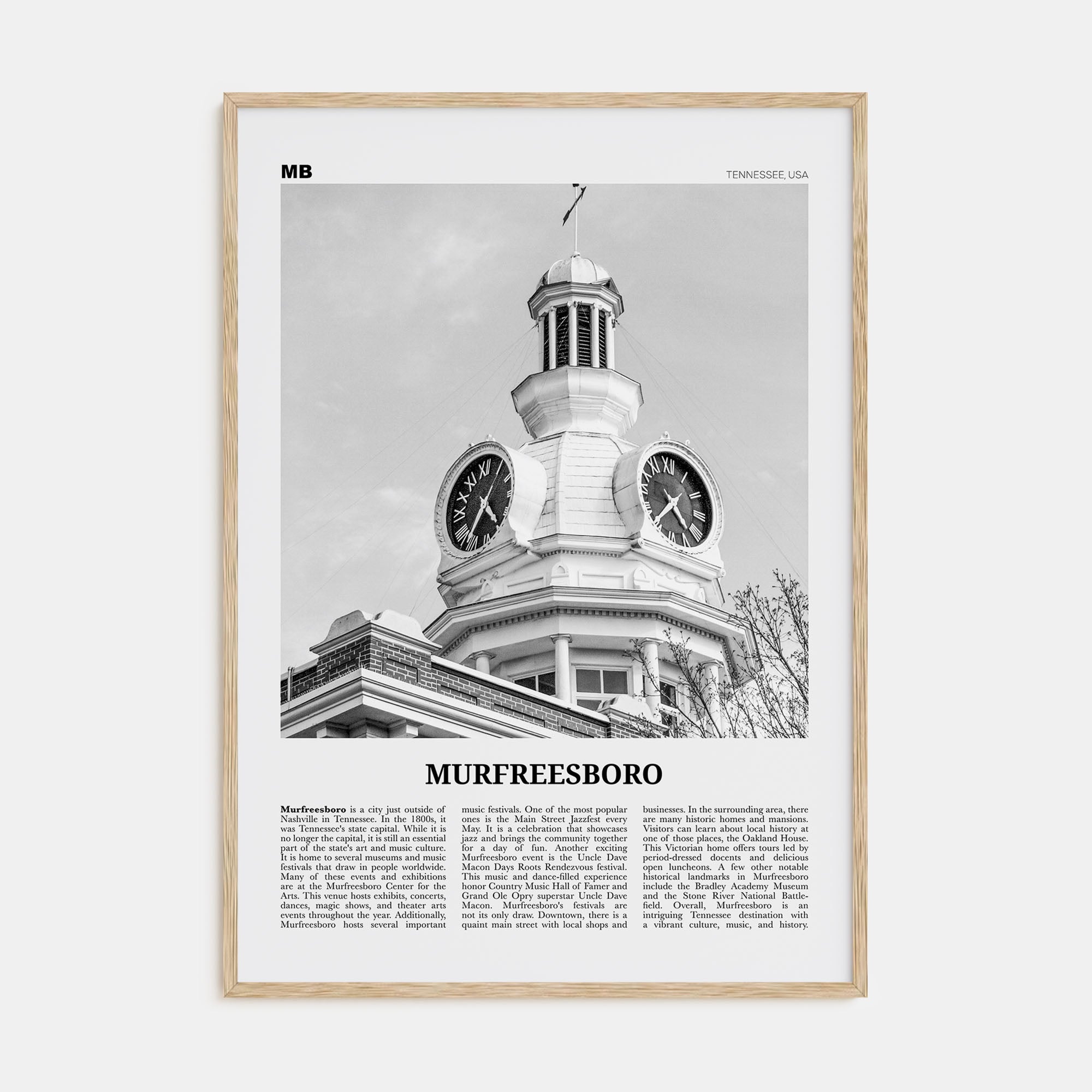 Murfreesboro Travel B&W Poster