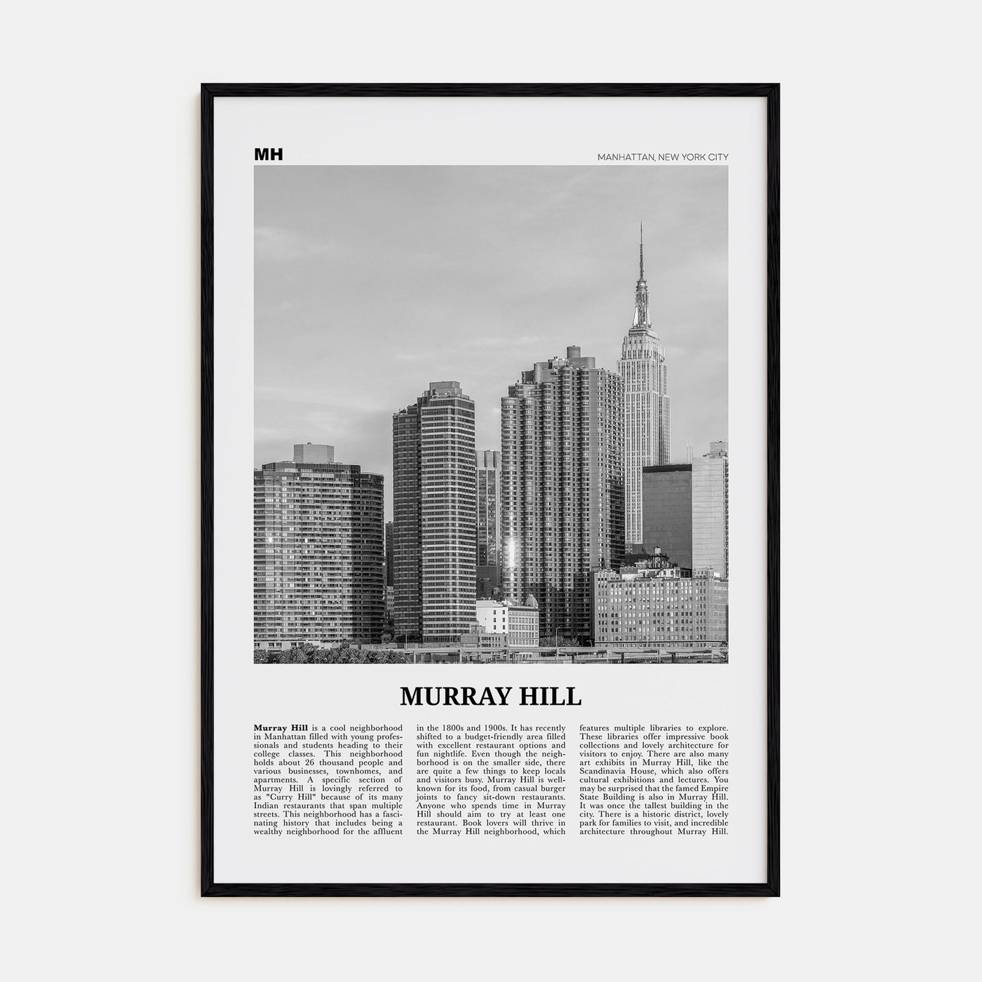 Murray Hill Travel B&W Poster