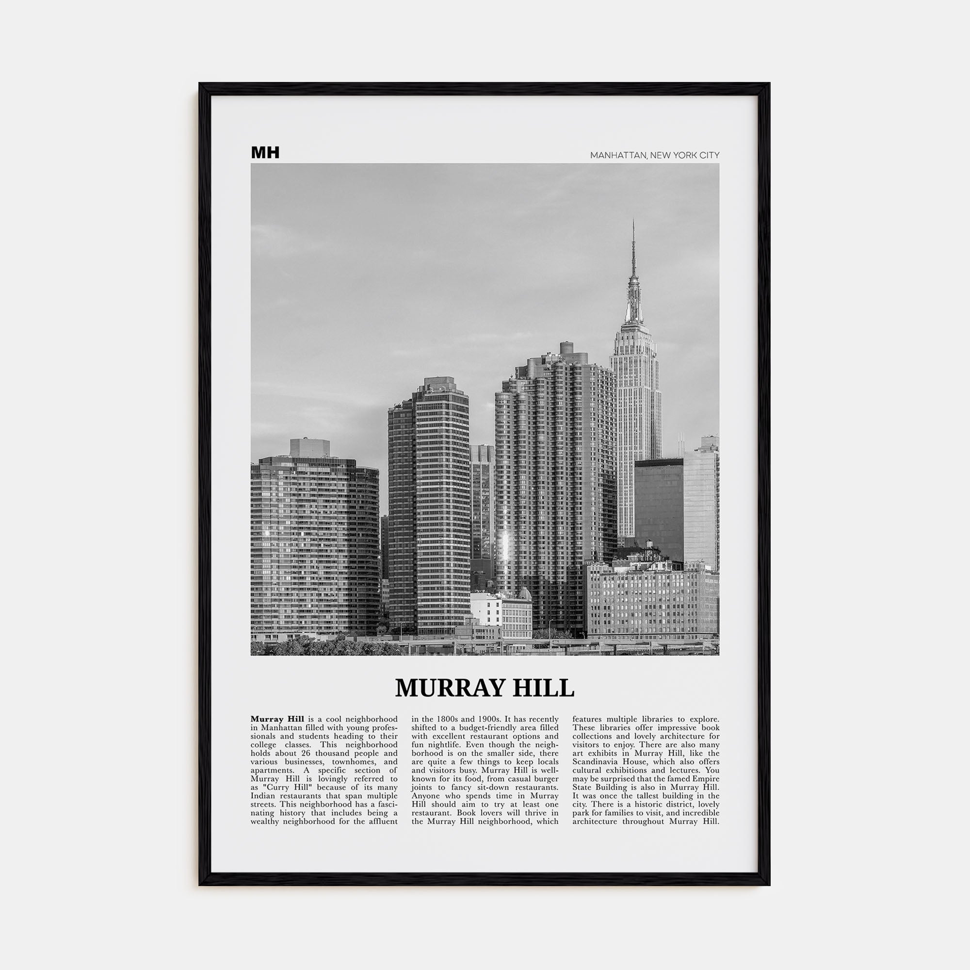 Murray Hill Travel B&W Poster