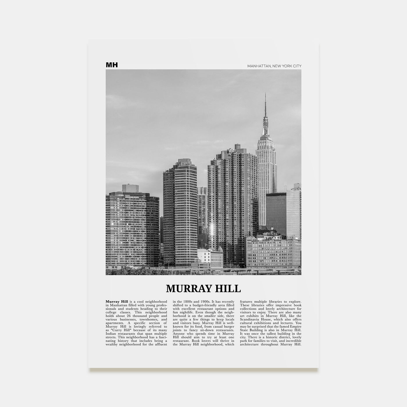 Murray Hill Travel B&W Poster