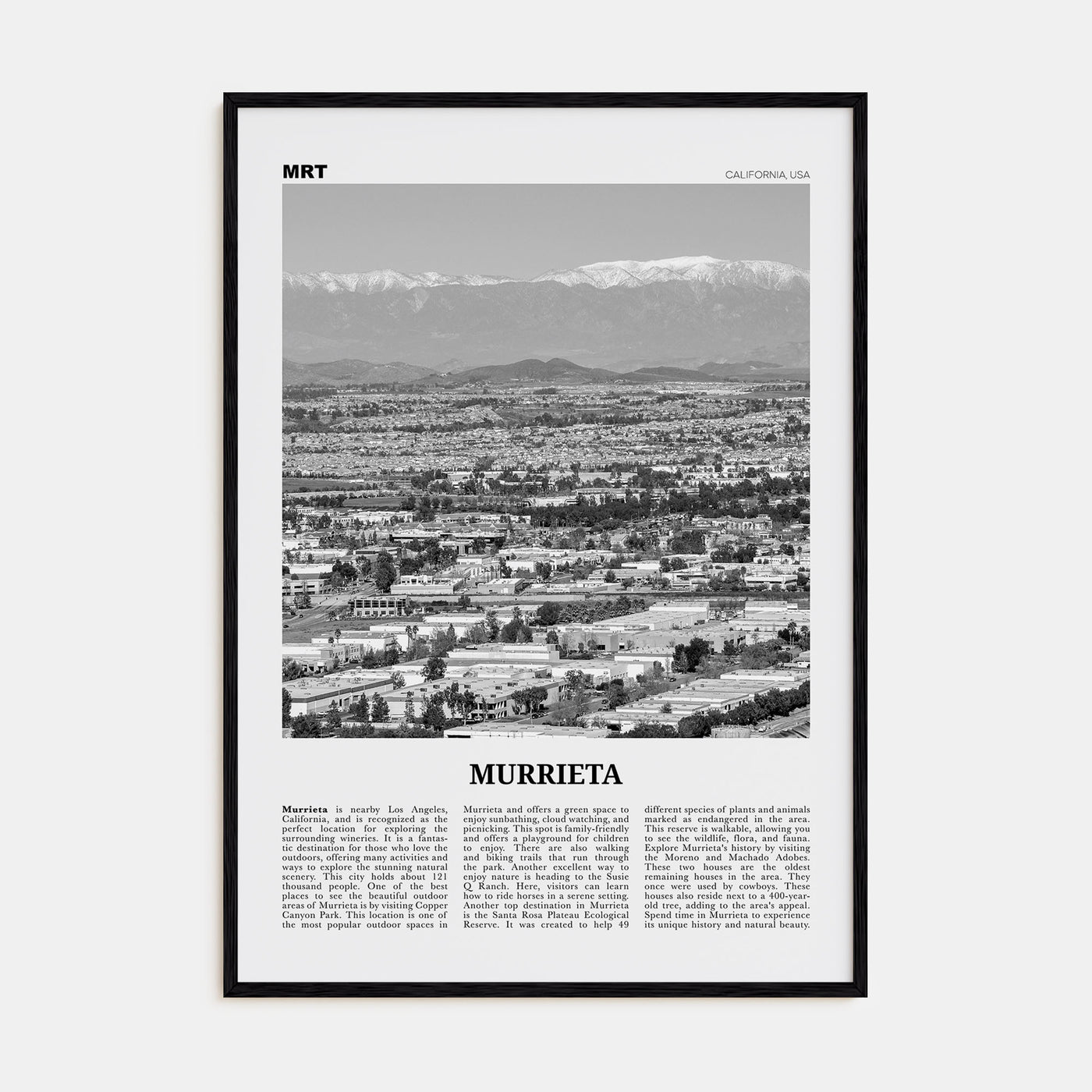 Murrieta Travel B&W No 2 Poster