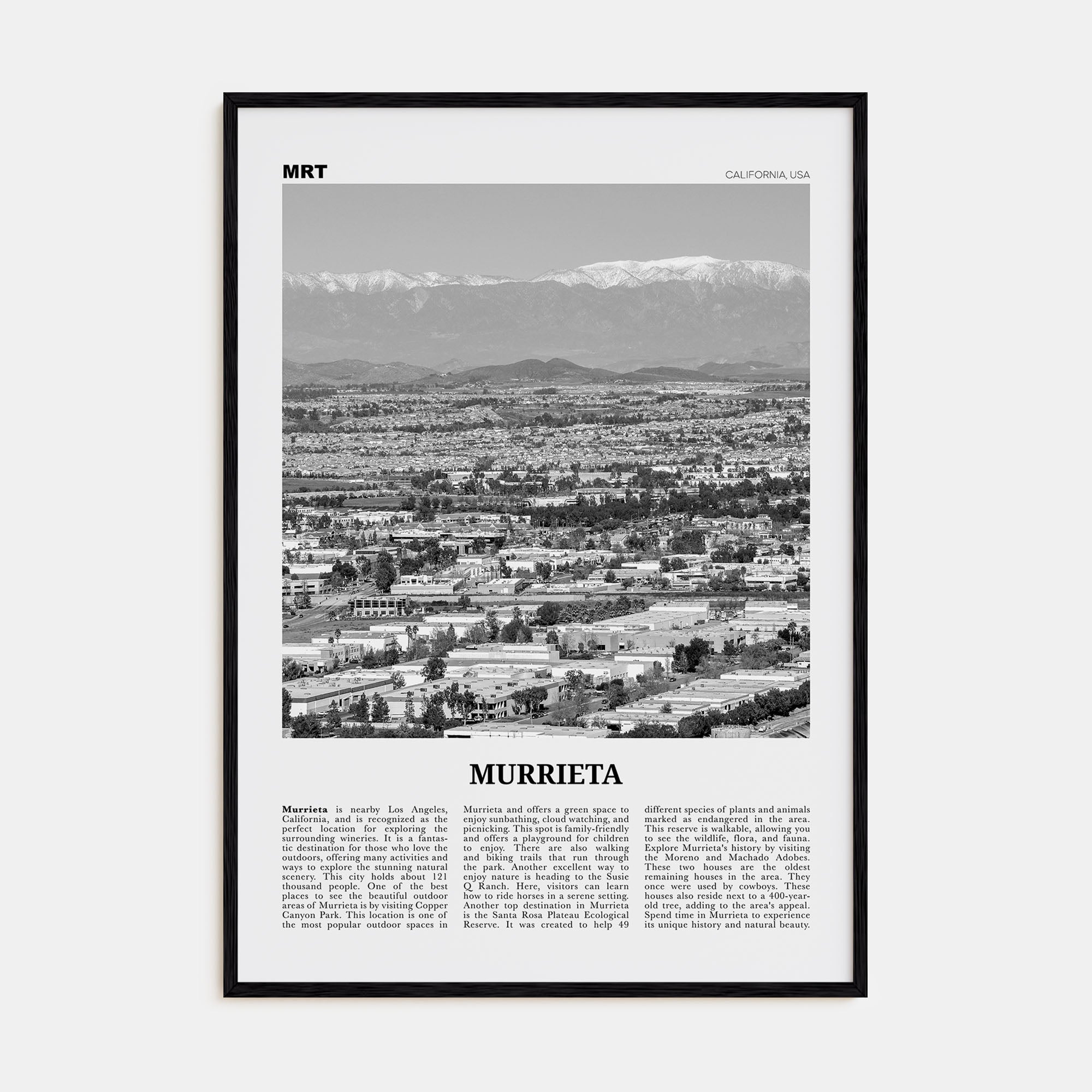 Murrieta Travel B&W No 2 Poster
