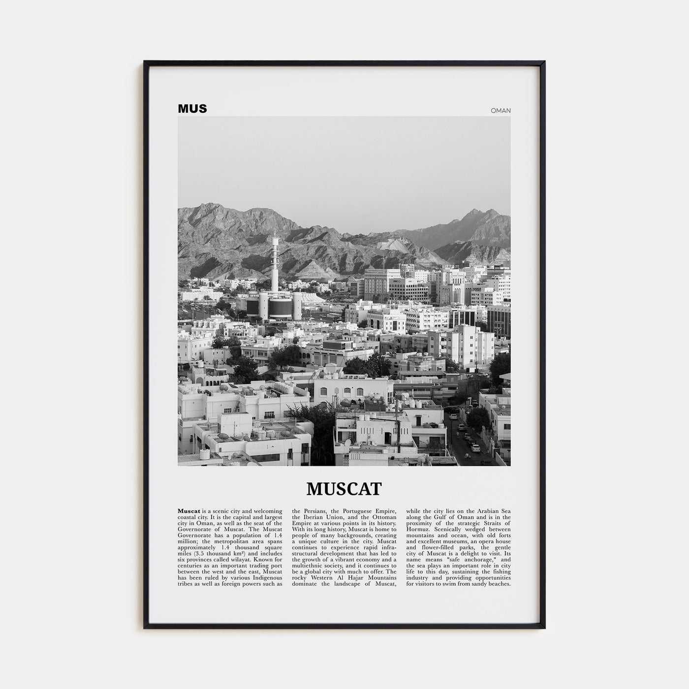 Muscat Travel B&W Poster