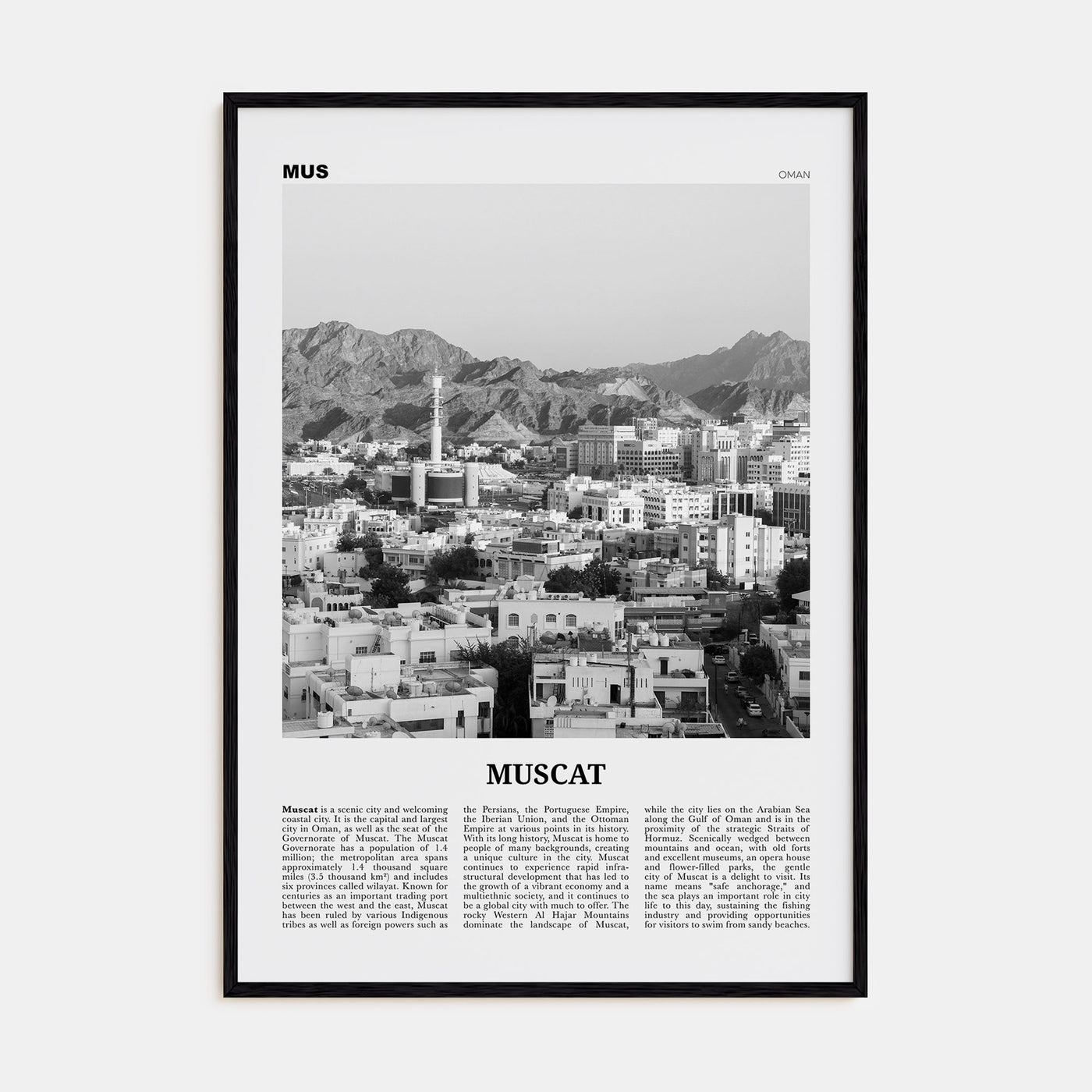 Muscat Travel B&W Poster