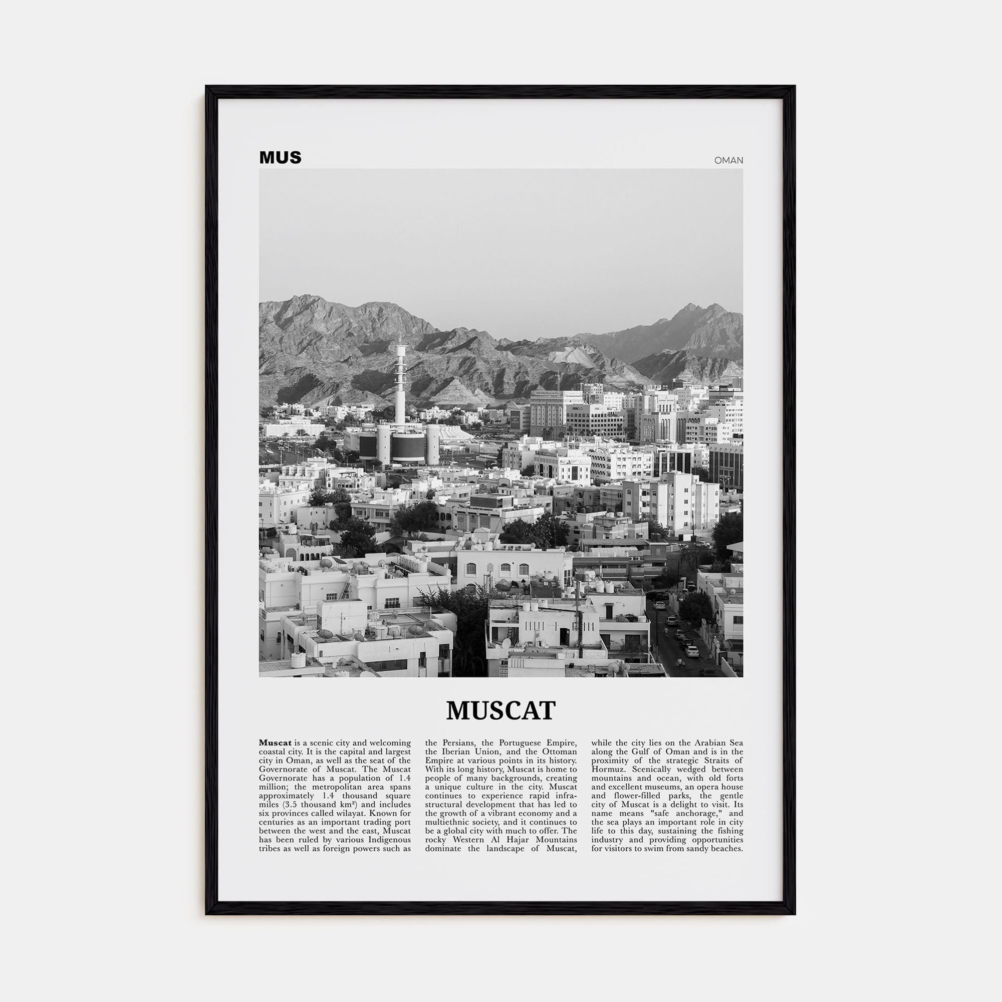 Muscat Travel B&W Poster
