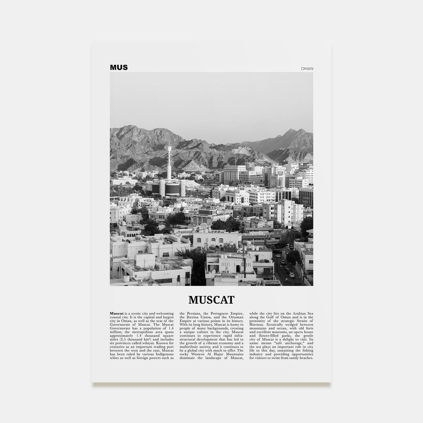 Muscat Travel B&W Poster
