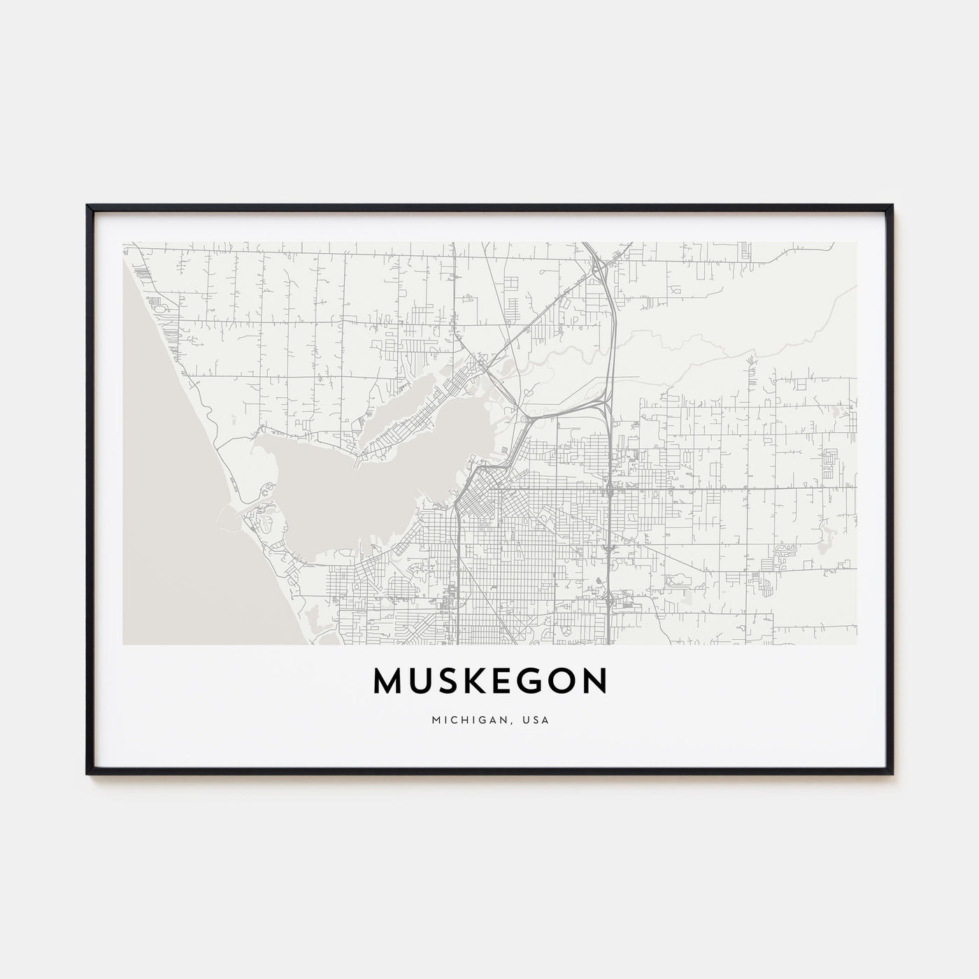 Muskegon Map Landscape Poster