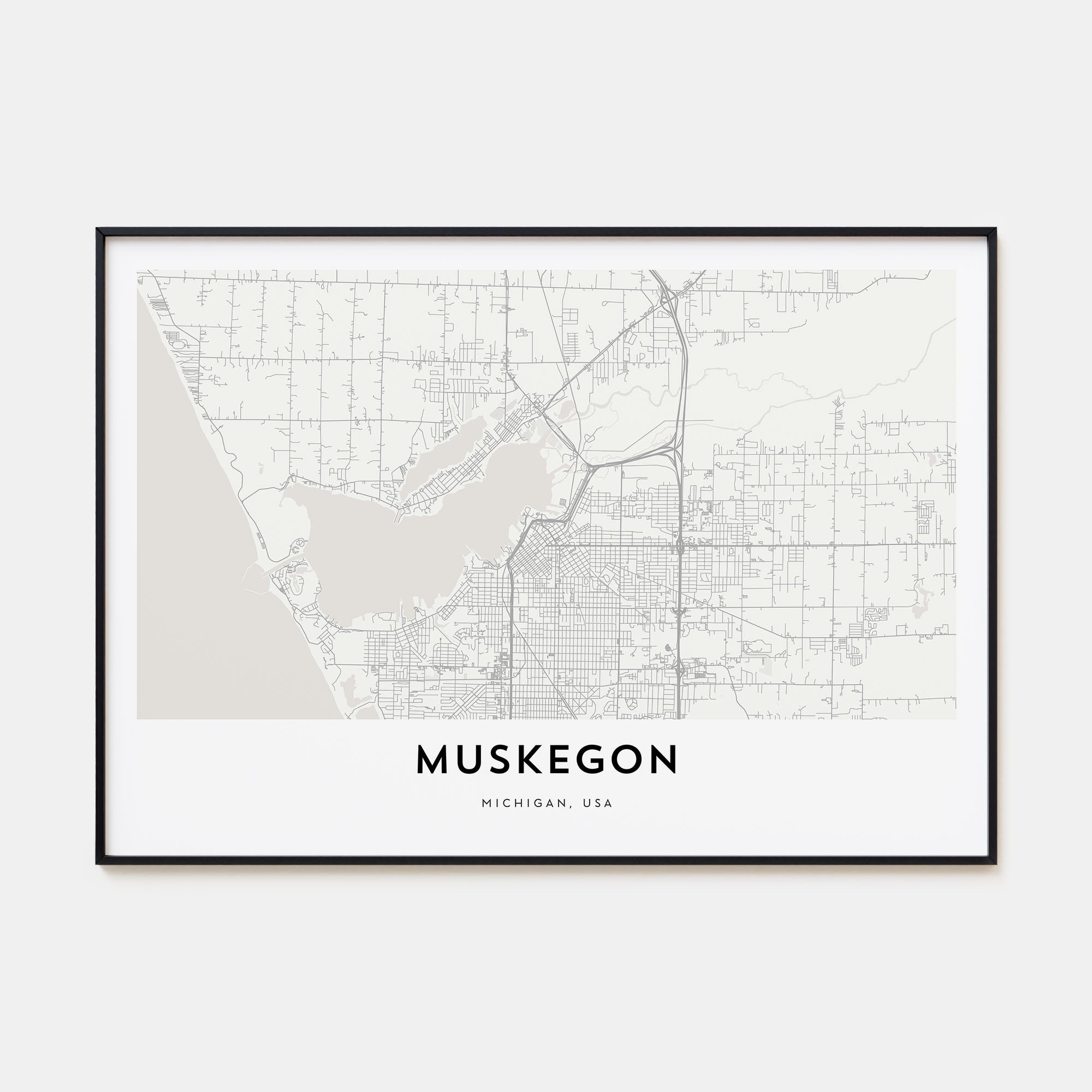 Muskegon Map Landscape Poster
