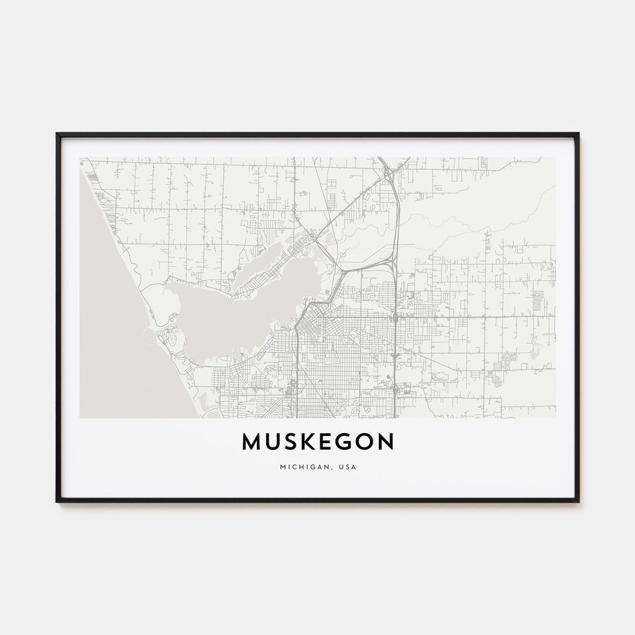 Muskegon Map Landscape Poster