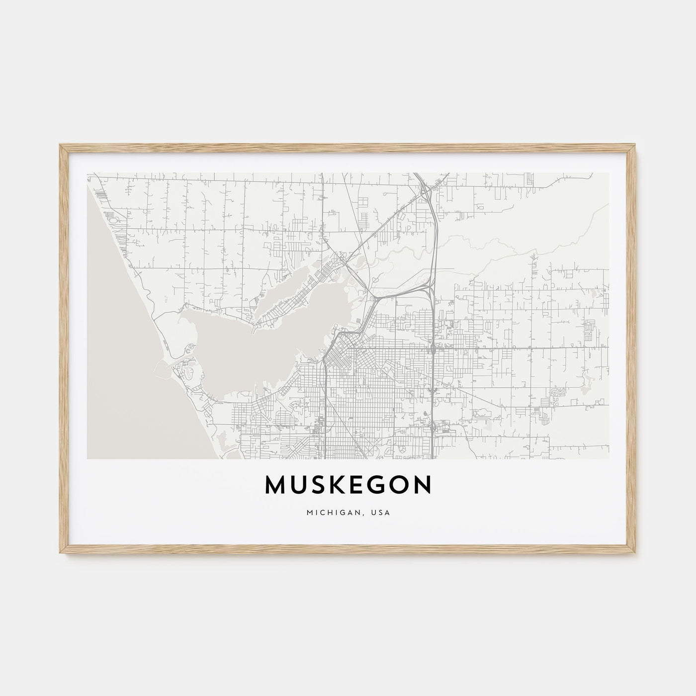 Muskegon Map Landscape Poster