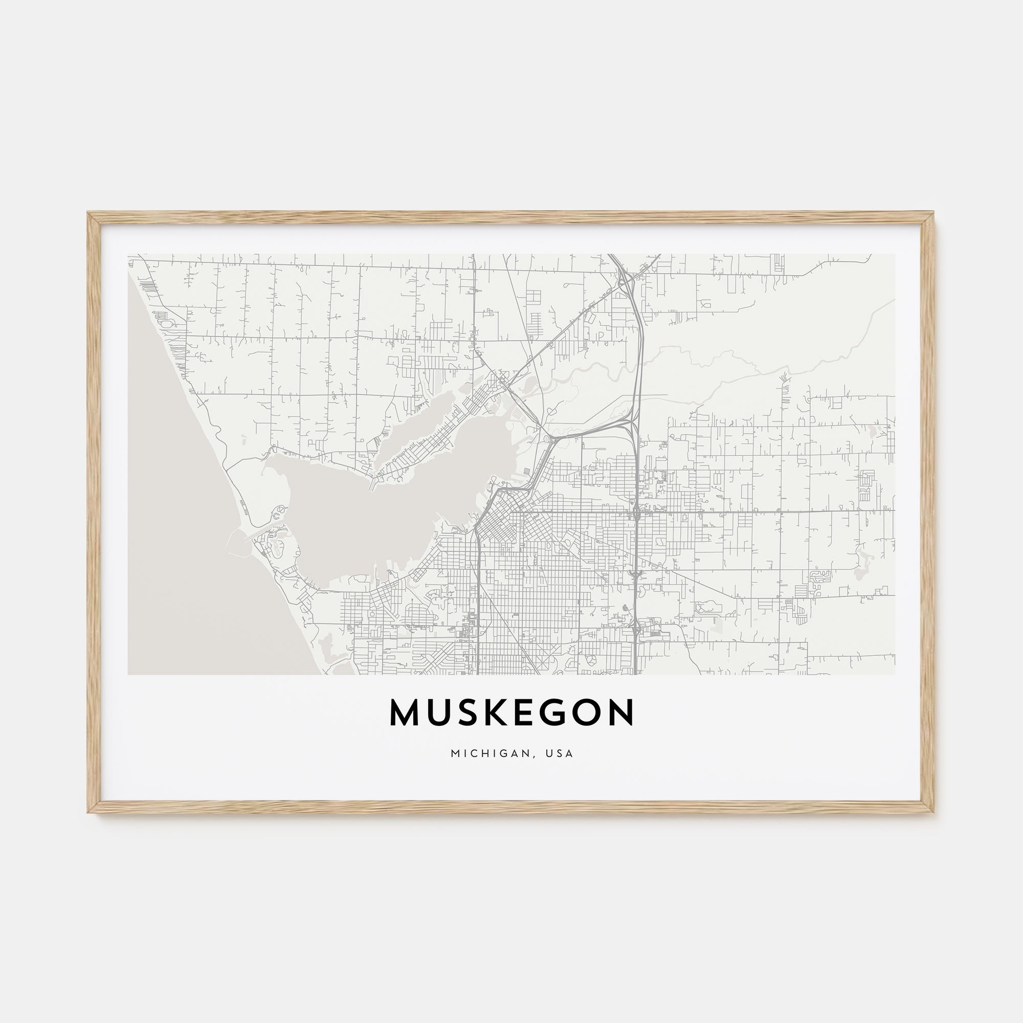 Muskegon Map Landscape Poster