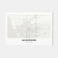 Muskegon Map Landscape Poster
