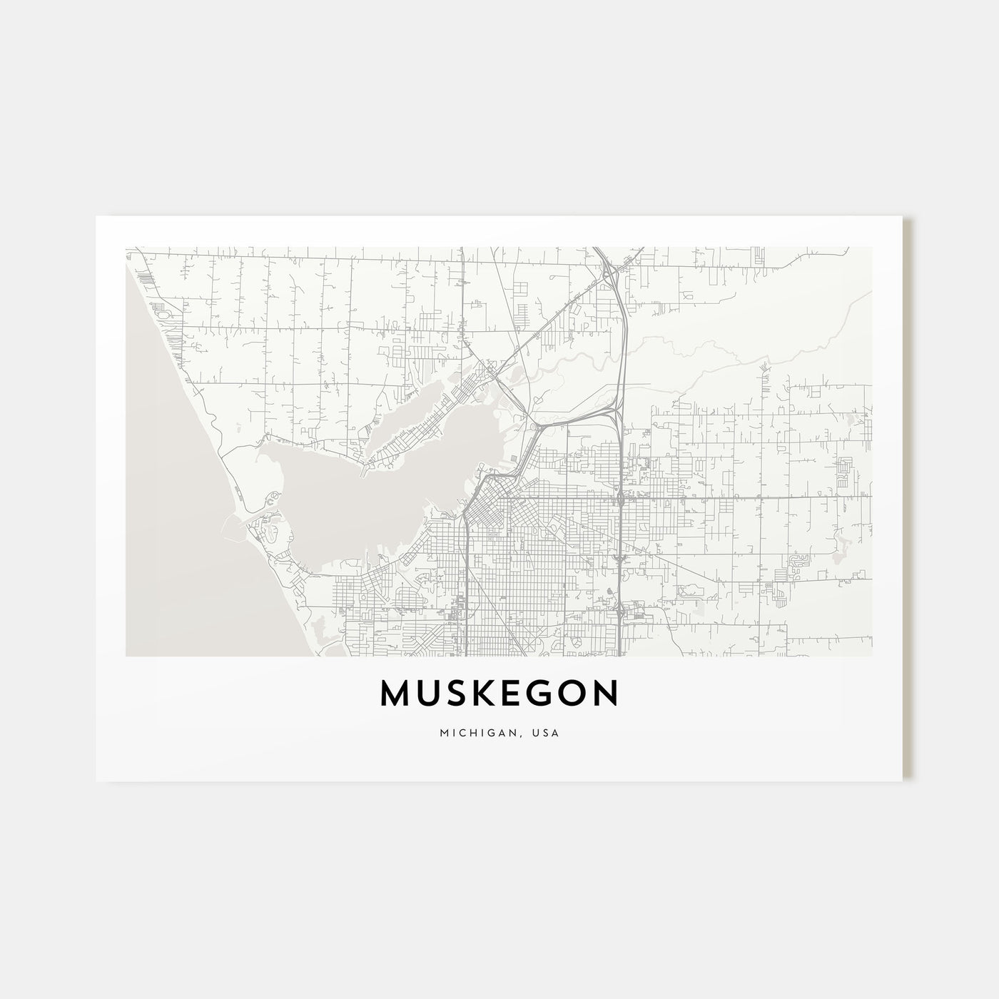 Muskegon Map Landscape Poster