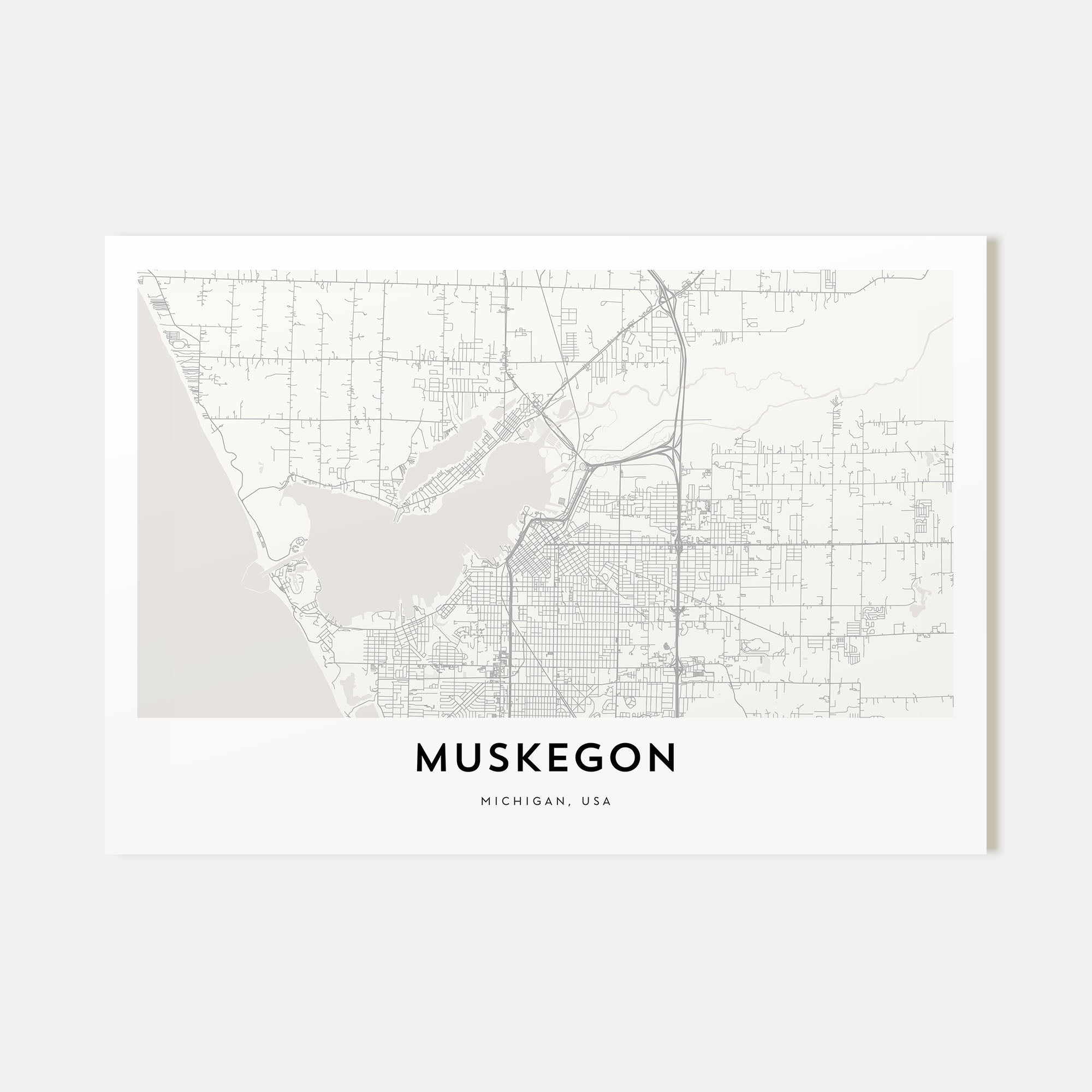 Muskegon Map Landscape Poster