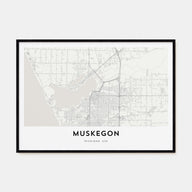 Muskegon Map Landscape Poster