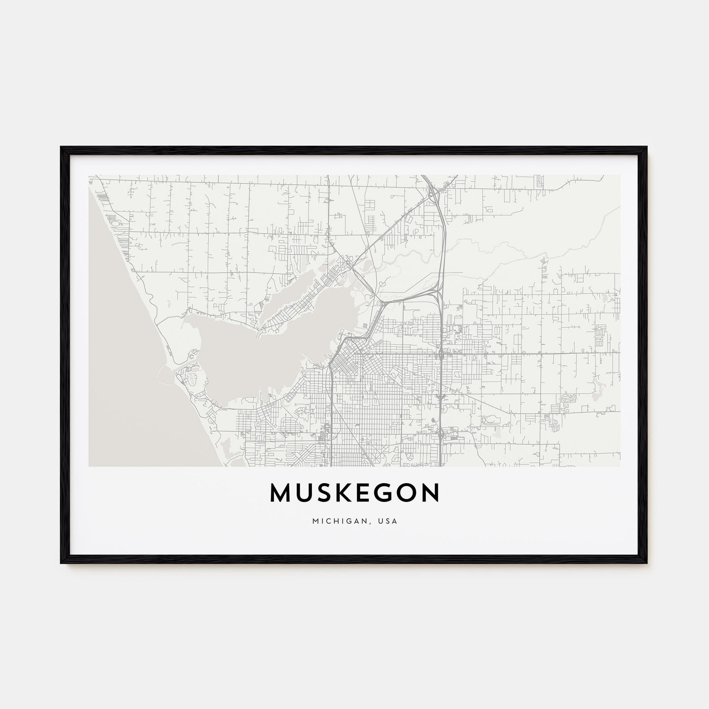 Muskegon Map Landscape Poster