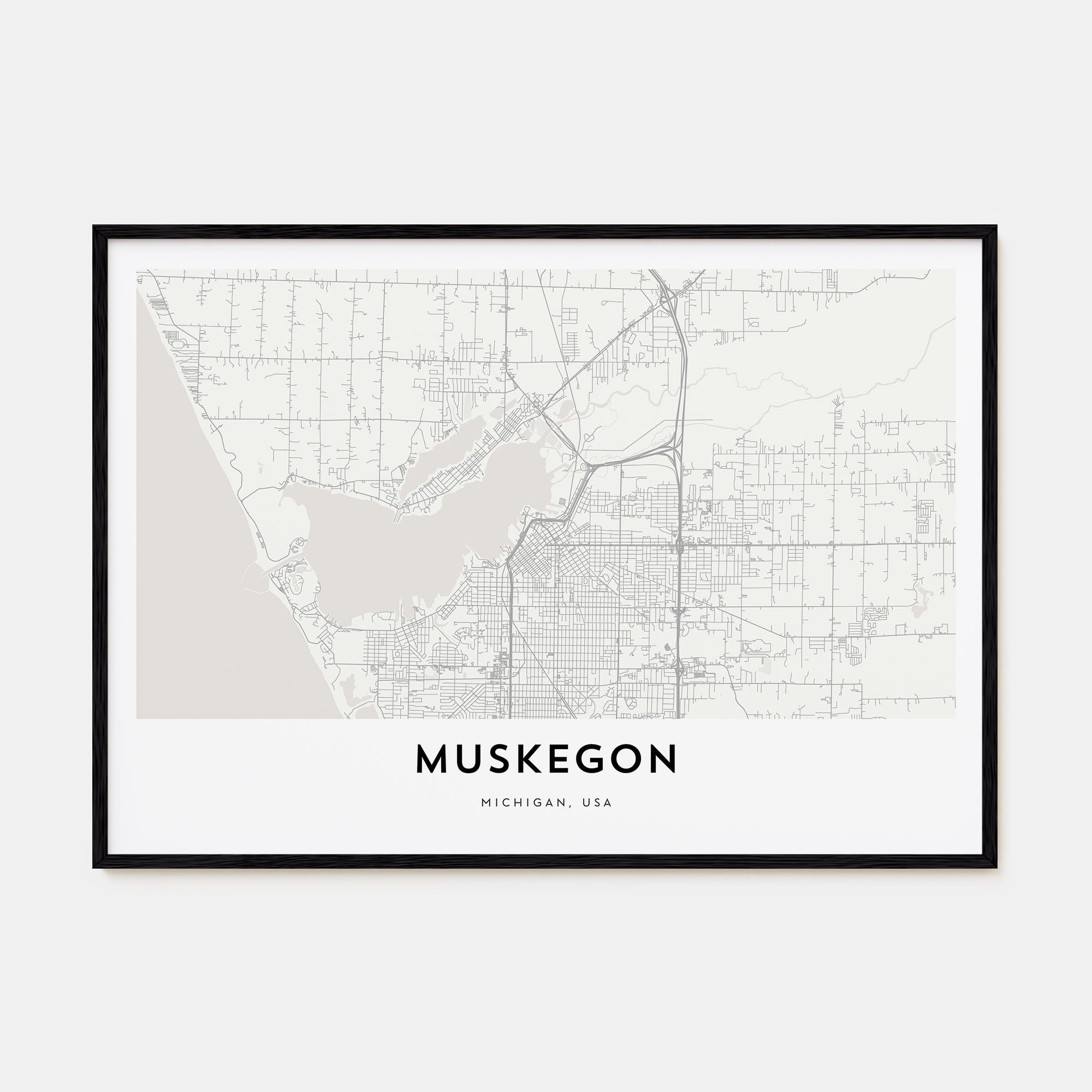 Muskegon Map Landscape Poster