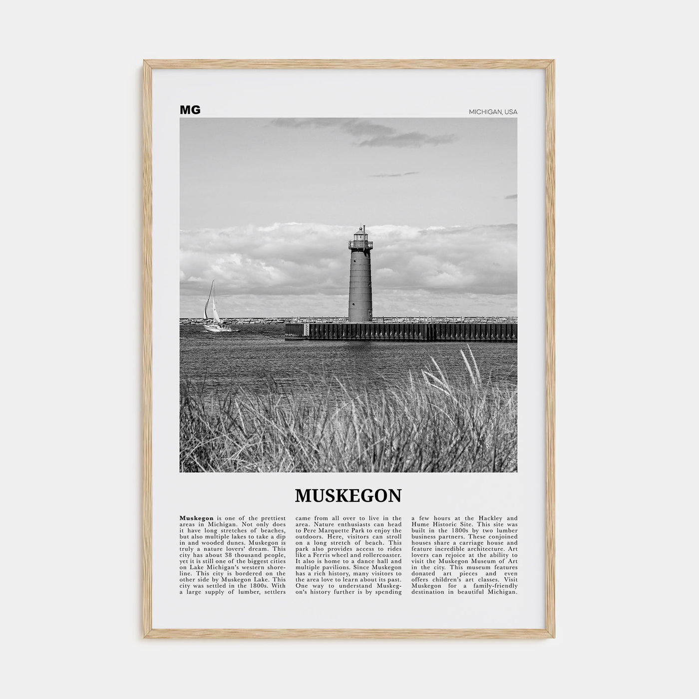 Muskegon Travel B&W Poster