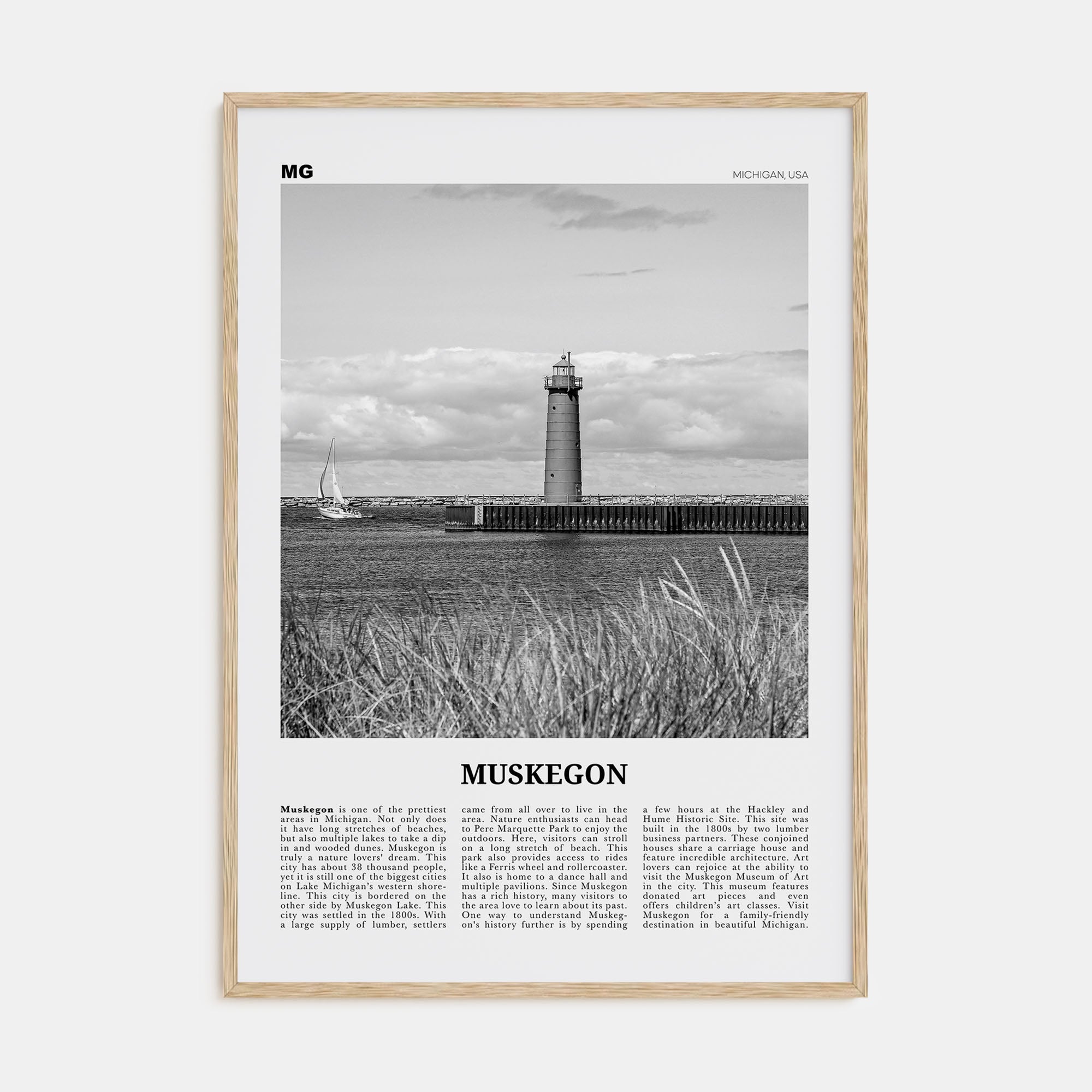 Muskegon Travel B&W Poster