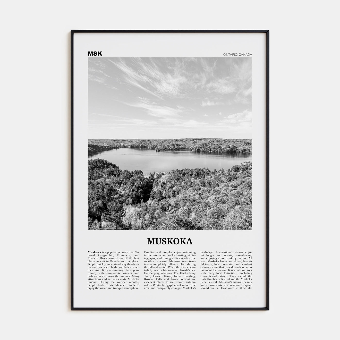 Muskoka Travel B&W Poster