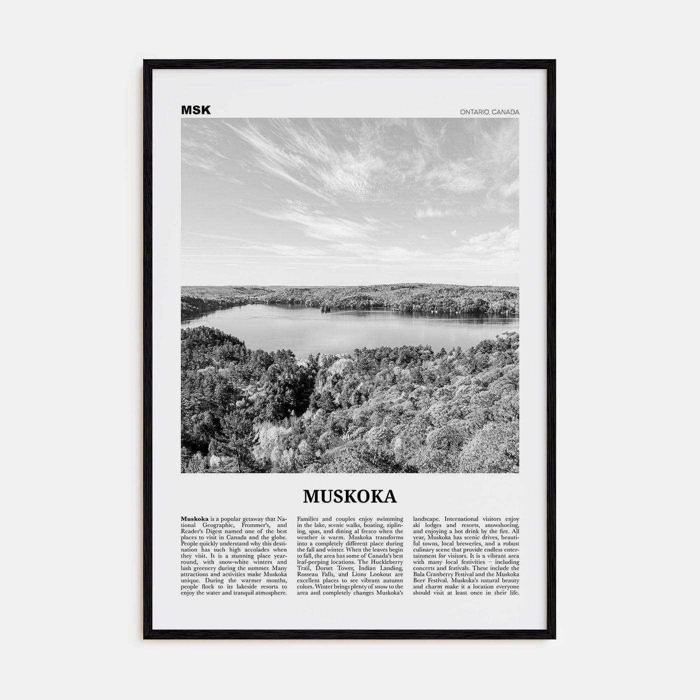 Muskoka Travel B&W Poster