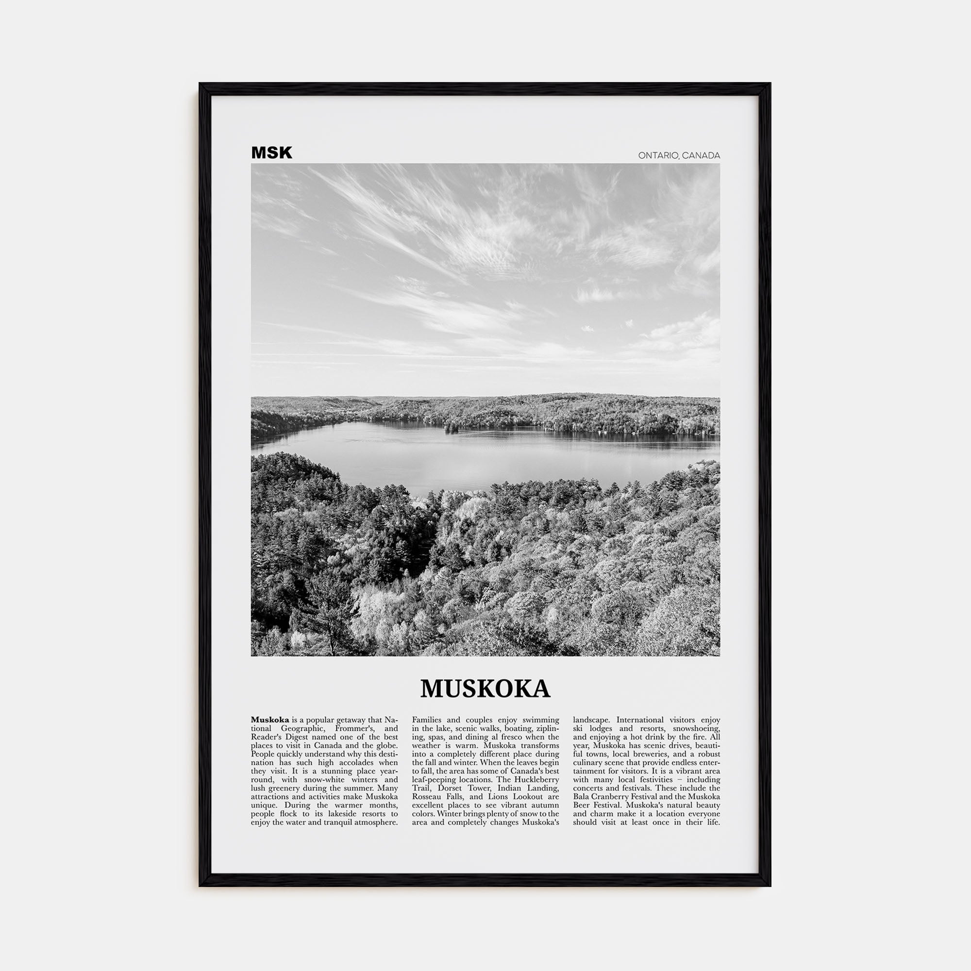 Muskoka Travel B&W Poster