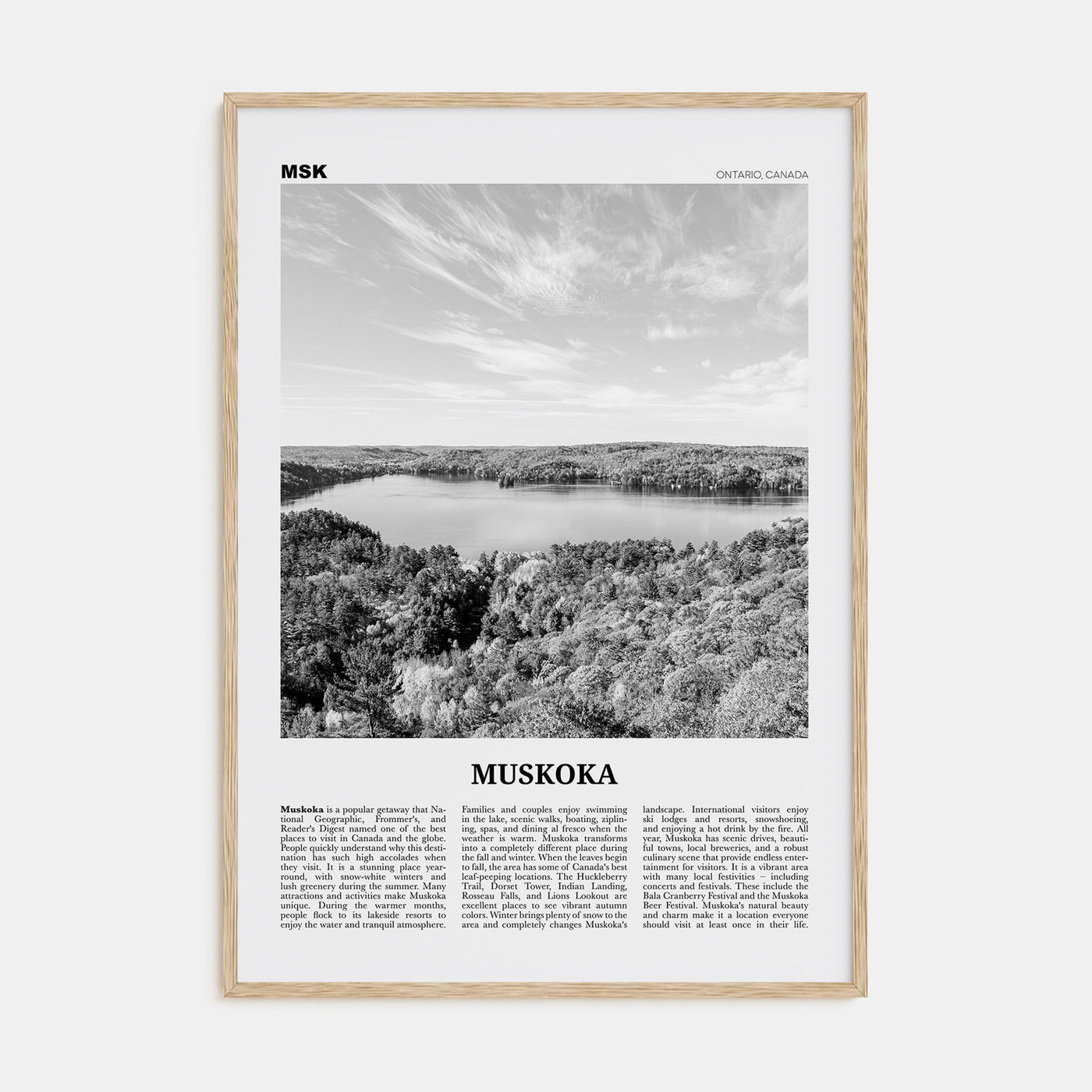Muskoka Travel B&W Poster