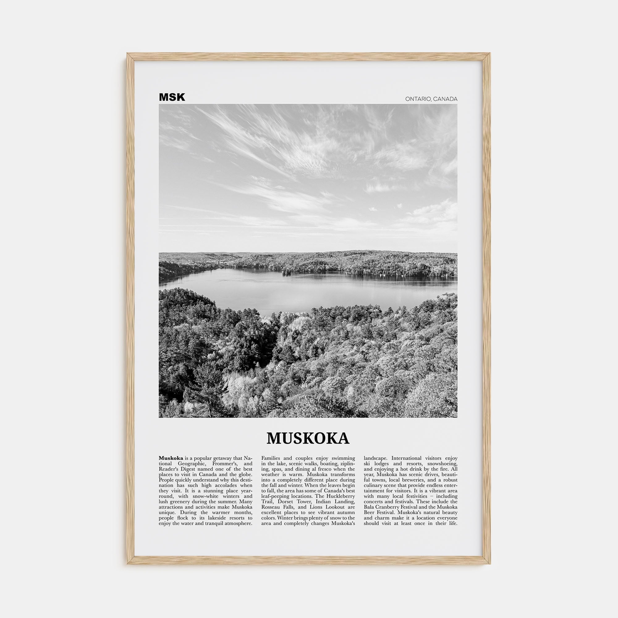 Muskoka Travel B&W Poster