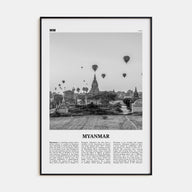 Myanmar Travel B&W Poster