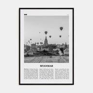 Myanmar Travel B&W Poster