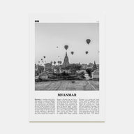 Myanmar Travel B&W Poster