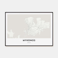 Mykonos Map Landscape Poster