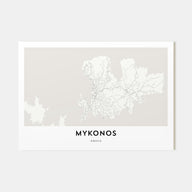 Mykonos Map Landscape Poster