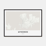 Mykonos Map Landscape Poster
